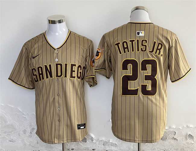 Mens San Diego Padres #23 Fernando Tatis Jr. Tan Stitched Baseball Jersey